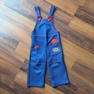 Carters‎ Denim Overalls 2T Red Trim Animal Pockets Embroidered Toddler